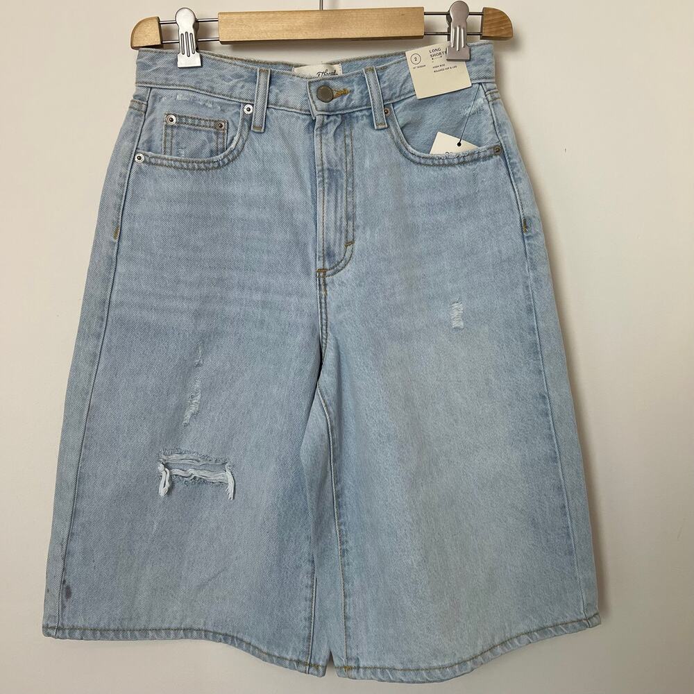 NEW w/ Tags Universal Thread Light Blue Denim Jorts Relaxed Dad Shorts Size 2
